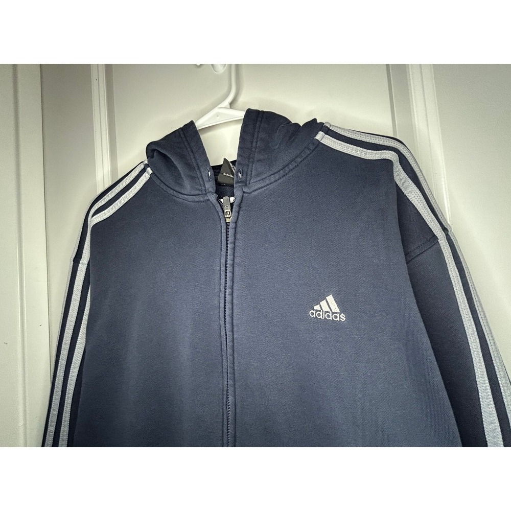 Vintage Y2k Adidas Full Zip Striped Hoodie‎ Jacket Mens Size XL No Flaws